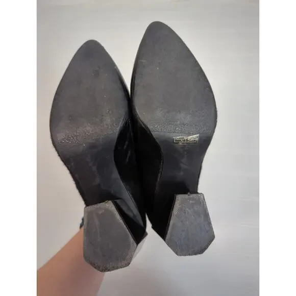 United Nude Leather Calf Hair Bootie Metallic Geometric Block Heel 37 - Picture 14 of 14